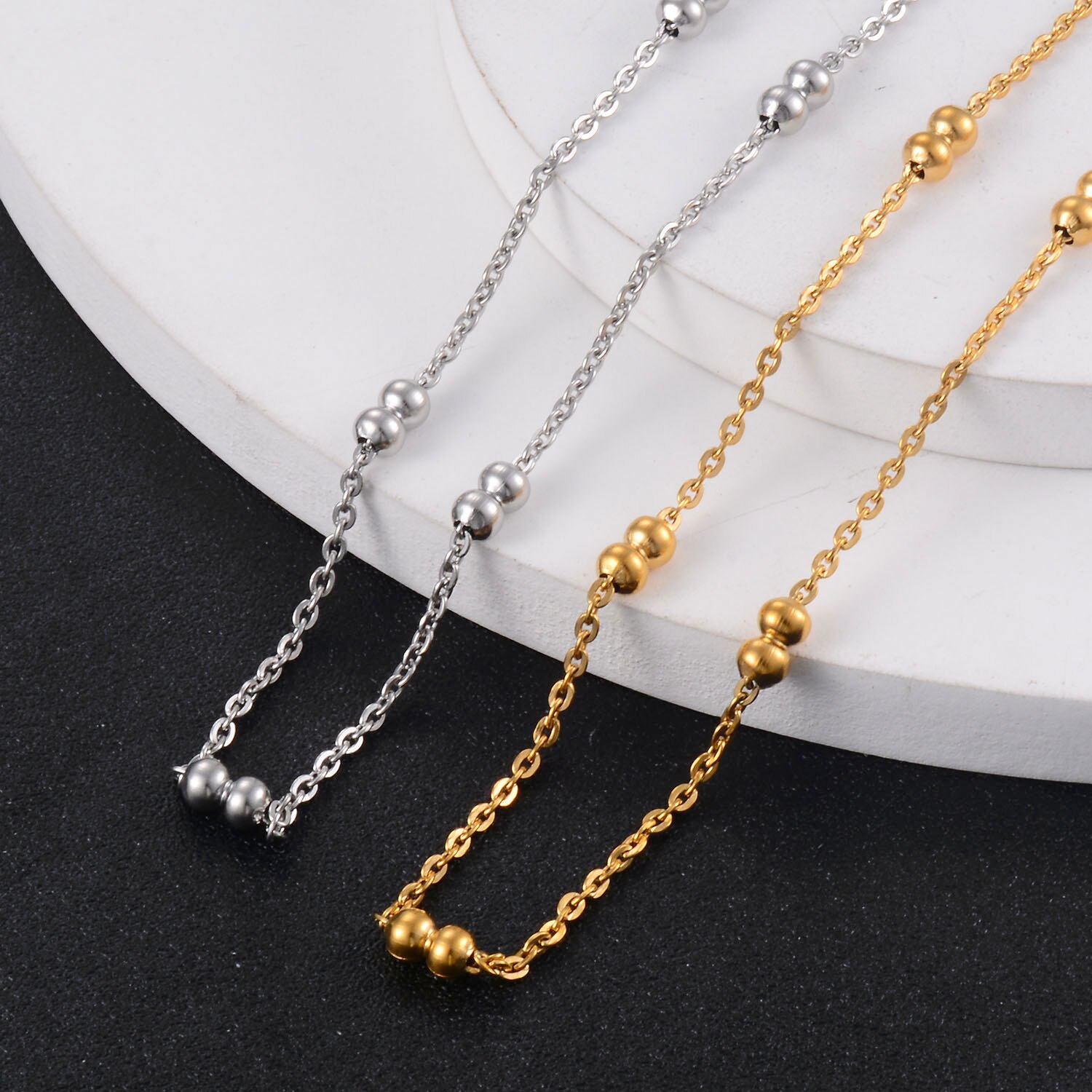 Stainless Steel Necklace Golden Bead Necklace DIY Men&#39;s And Women&#39;s Jewelry