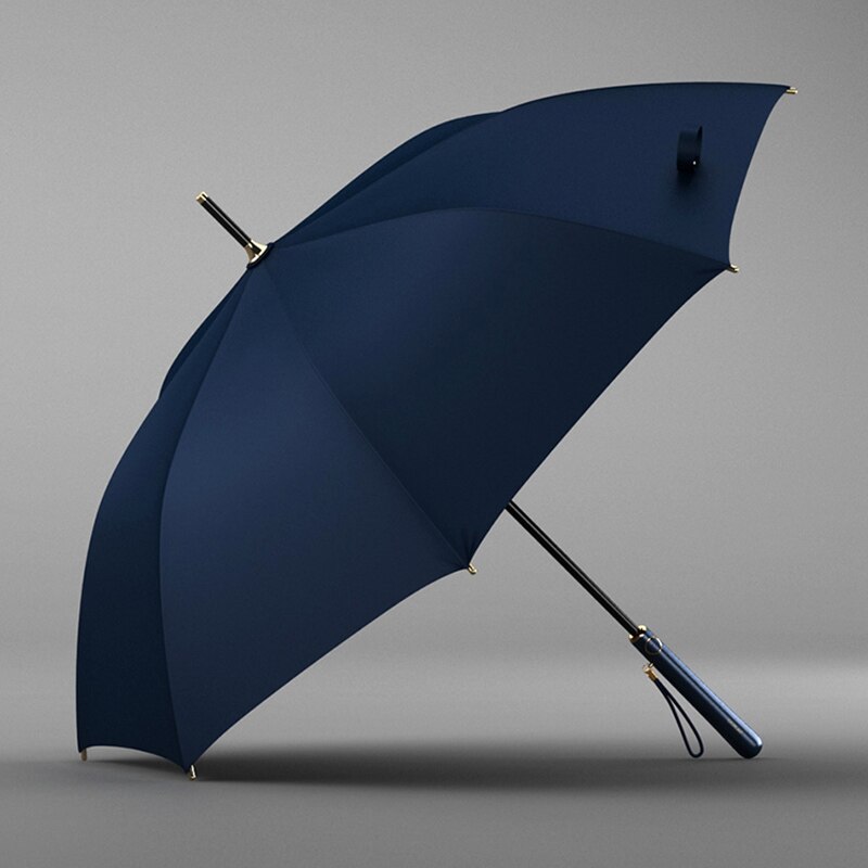 Umbrella Rain Women Long Handle Clear Big Umbrellas Semi-automatic Sun UV Parasol Umbrella 8K Windproof: Navy