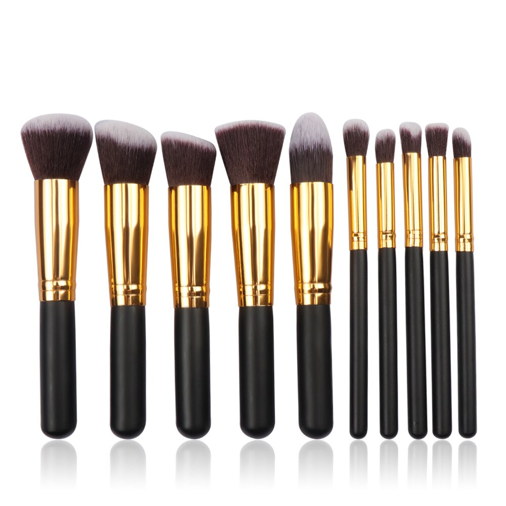 MB01-pincel de madera para base de maquillaje, juego de sombra de ojos, brocha, brochas de maquillaje: Black Gold