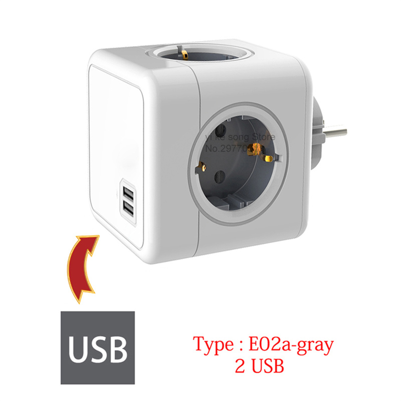 Multiprise européenne EU Powercube, 3680W, prises multiples, prises secteur, filtre réseau, USB 4, AC, maison, bureaux