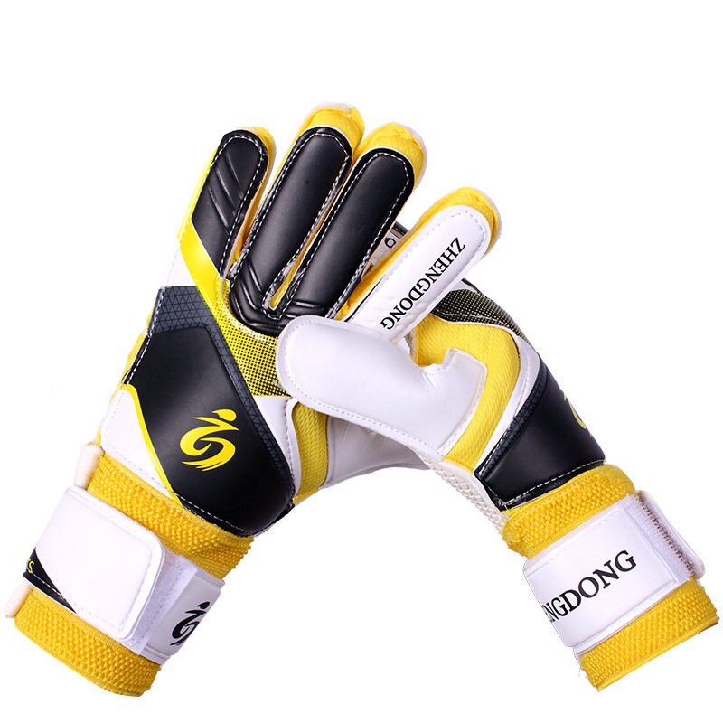 Professinal Football latex gloves Kids adult football goalkeeper gloves football training equipment Soccer ball goalkeeper glove: Yellow / 9