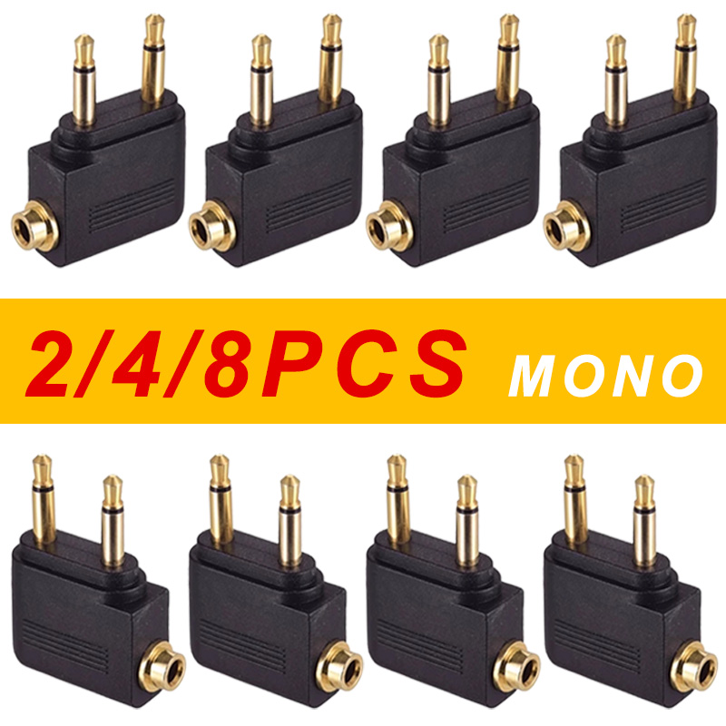 2/4/8 pièces 2x3.5mm prise à 3.5mm Jack compagnie aérienne Mono adaptateur Audio pour avion voyage casque casque écouteur