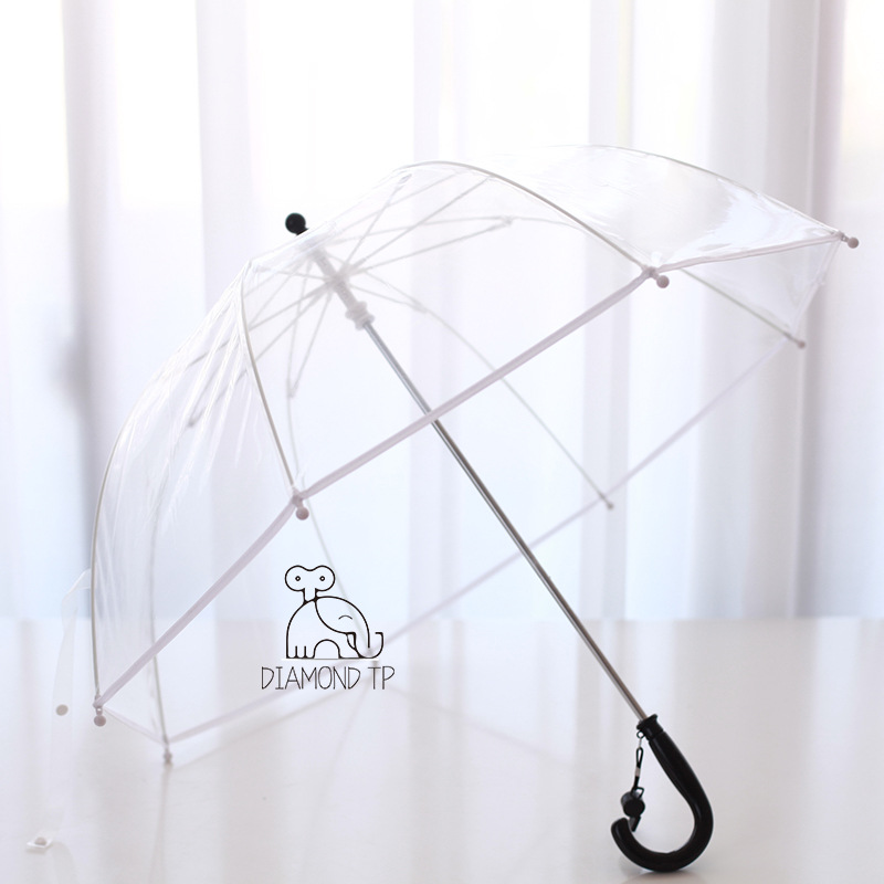 Forruden regn gennemsigtig paraply kawaii kid mini lille paraply let ins barn sød paraply holder  s014: Hvid