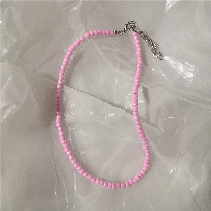 2022 new goth candy color pink pearl peach heart beaded necklace for female harajuku cute egirl party  y2k jewelry accessories: 9