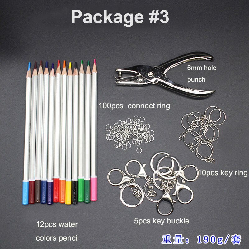 Krympende kunst papir varmekrympeark plast kit hul hul nøgleringe blyanter diy tegninger: 3