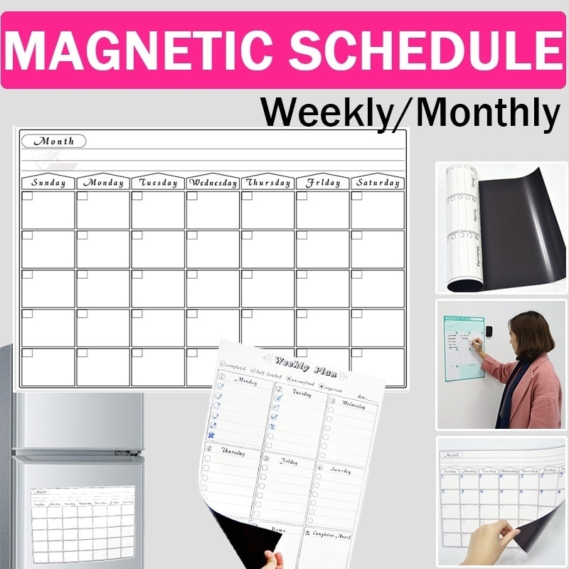 Herbruikbare Magnetische Kalender Board Voor Koelkast Wekelijkse Maandelijkse Planner Whiteboard Board Schema Sticker Voor Thuis Keuken Kantoor