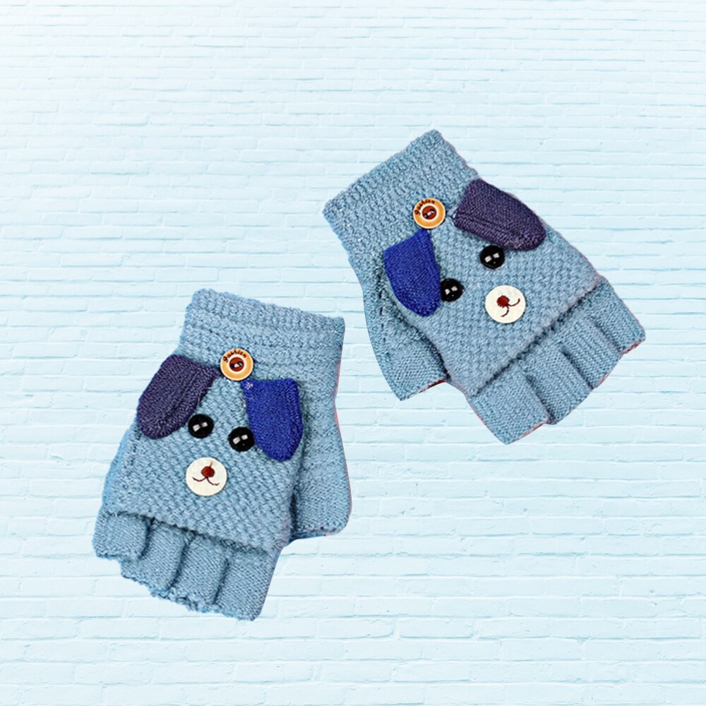 1 par de guantes de invierno, guantes de medio dedo, guantes para niños, protectores de dedos, guantes cálidos para niños al aire libre