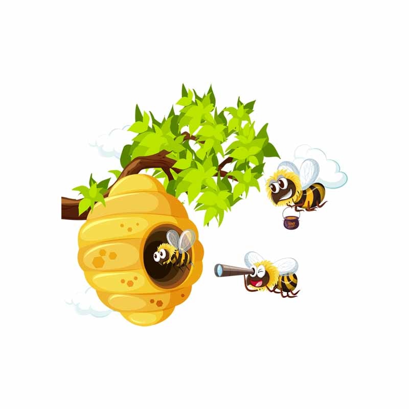 YOJA 22.9X19.5CM A Swarm Of Bees And Honeycombs Cartoon Toilet Seat Decal Wall Sticker Home Decor T5-0945