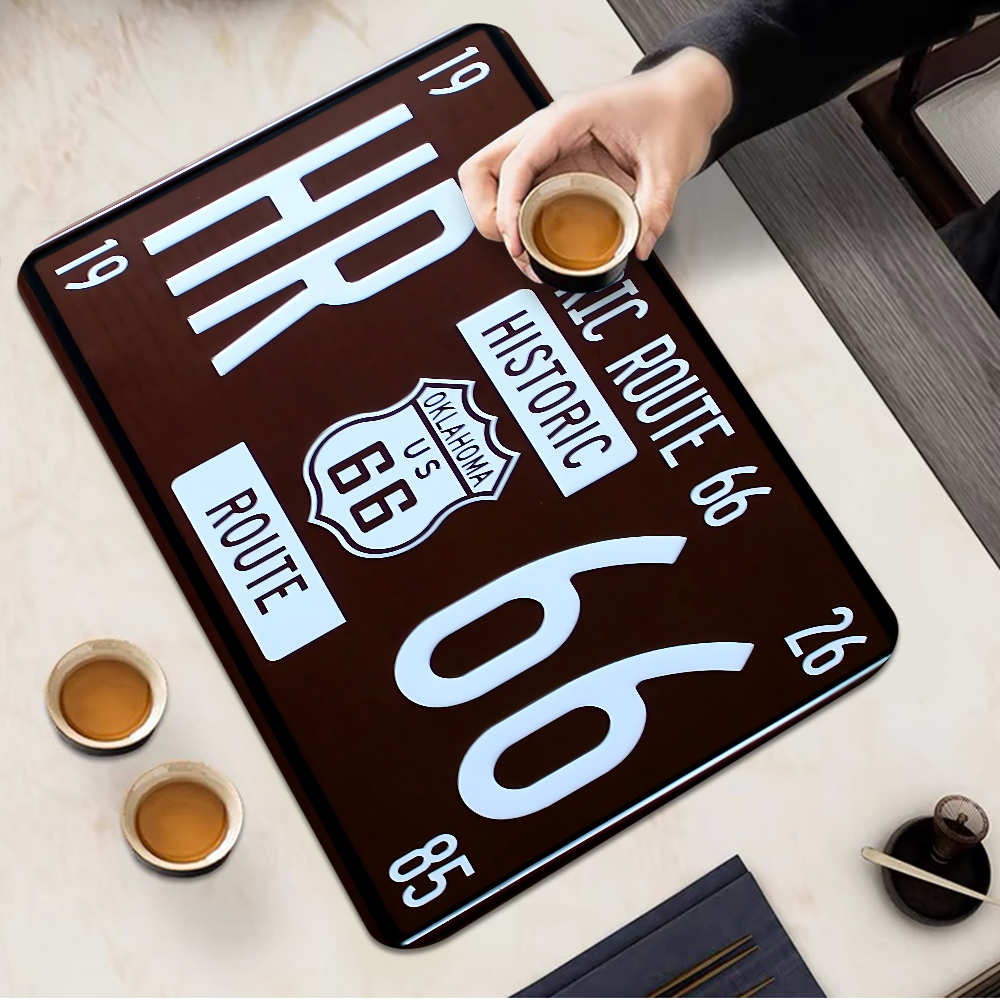 Route 66 köksredskap disk torkmattor skrivbordsavrinningstopp värmebeständig bänkskiva halkfri avrinning bordsunderlägg: 40 x 60+40 x 120cm / Vit