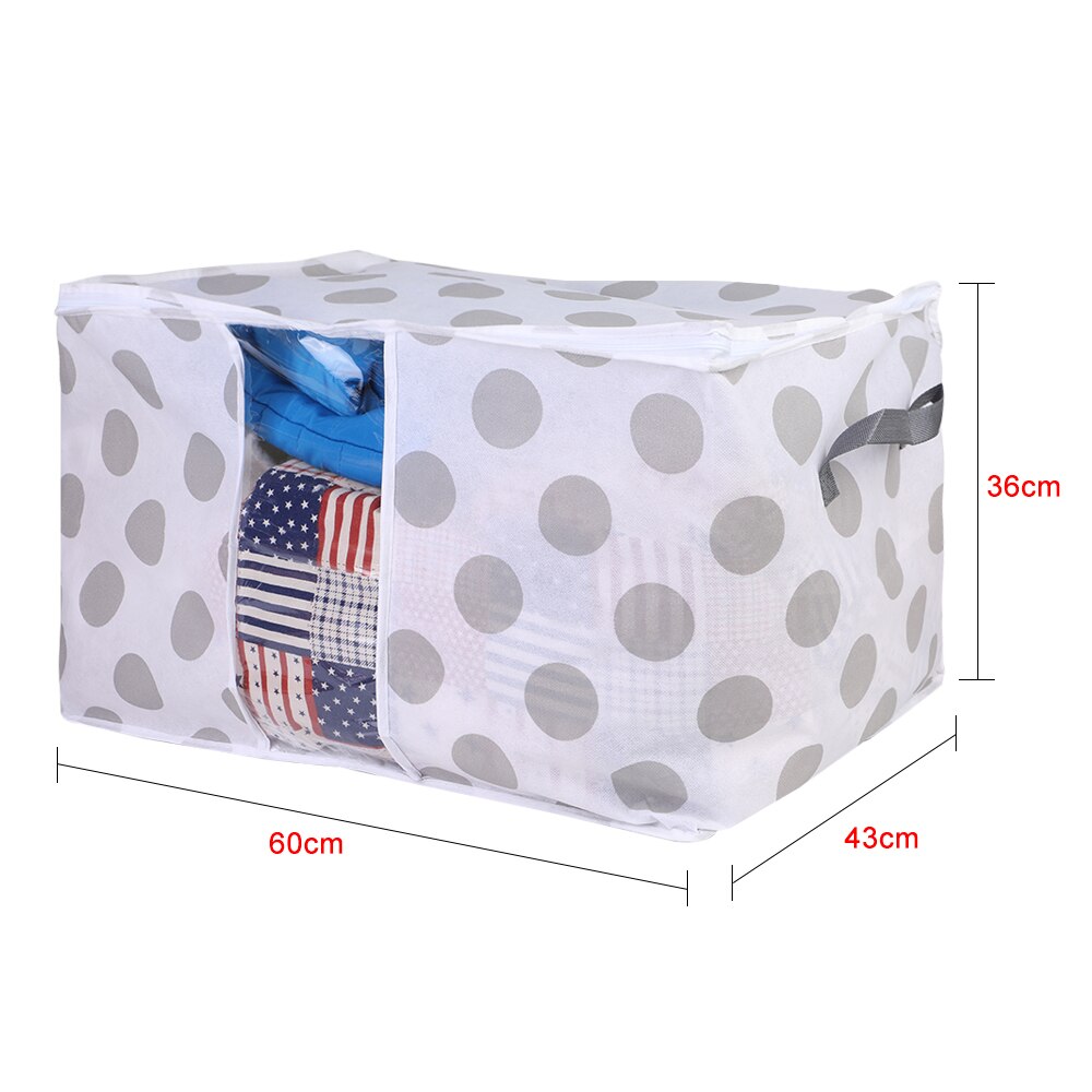 3pcs Non-Woven Fabric Clothing Storage Bag Folding Storage Box Clear Window Zipper Case Clothes Organizer Handles 49x36x21cm: point 60x43x36cm
