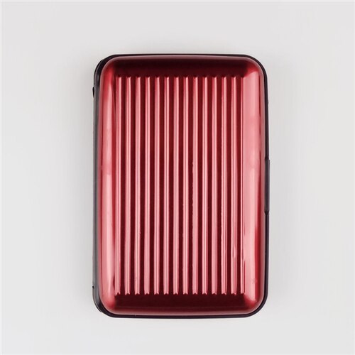 Tarjetero de aluminio para hombre, estuche rígido con bloqueo, billetera sólida para tarjetas de crédito, escaneo Anti-RFID, protege el tarjetero, 1 ud.: Rojo