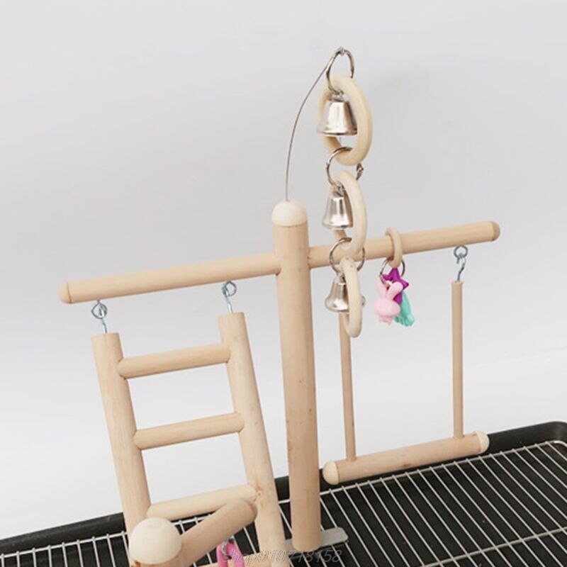 Li-HIM Bird Seats Nest Play Stand Gym/Parrot Interactive Playground, Bird Bench Platform Stand Swing Bridge Wooden Climbing Ladders for Small Animals Parrot Parakeet