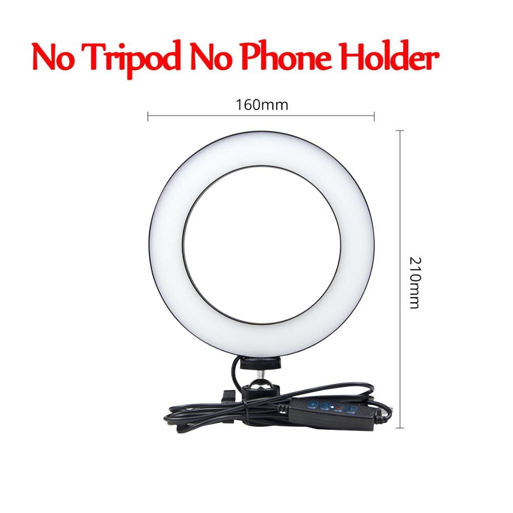Telefon led ljusring selfie ring lampa nyhet novedades fotografi video live studio fyll ljus foto ljus för smartphone: 16cm inget stativ