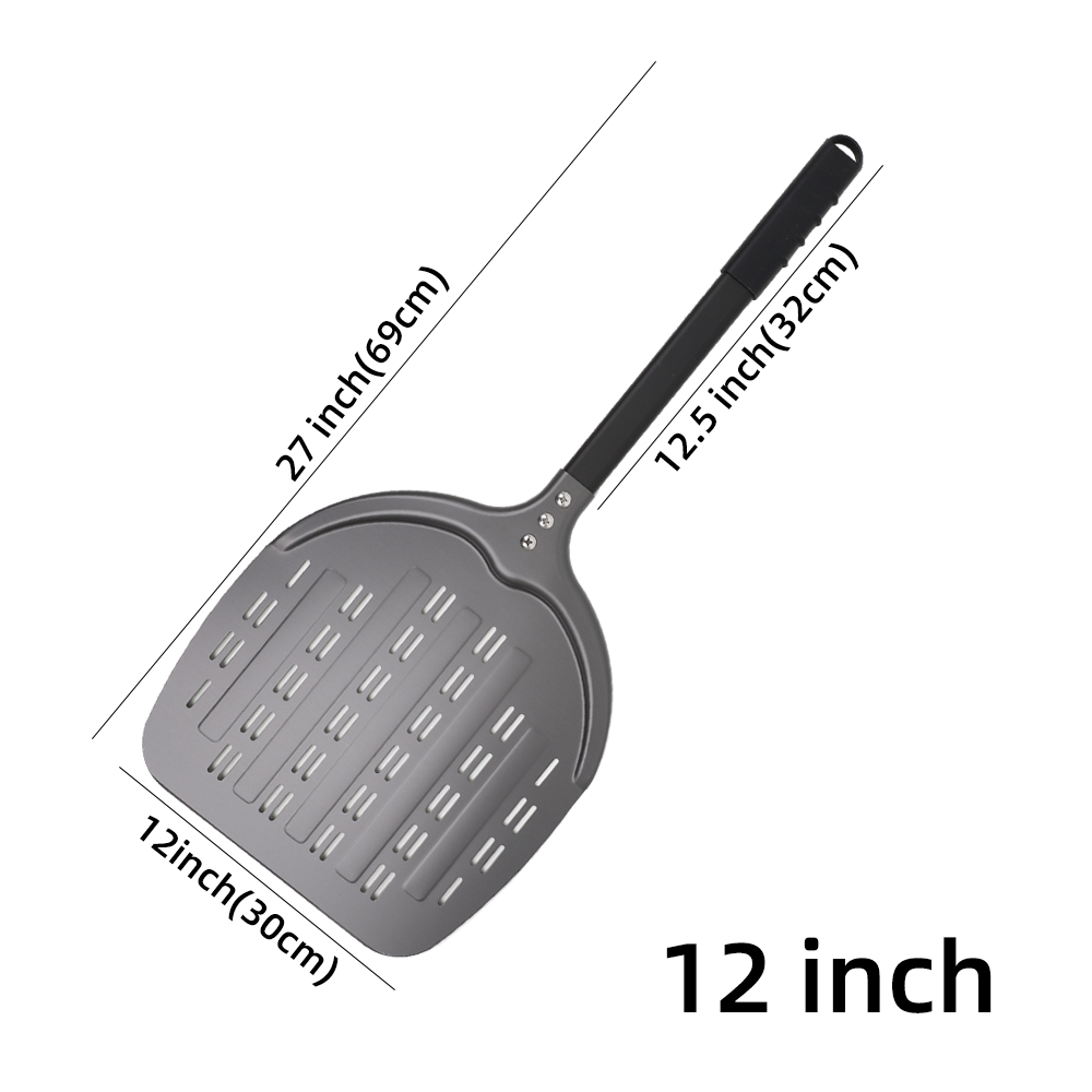 12 13 14 Inch Pizza Schil Lange Steel Draaien Aluminium Pizza Turner Anti-aanbak Bakken Tool Geperforeerde Peddel Keuken accessoire
