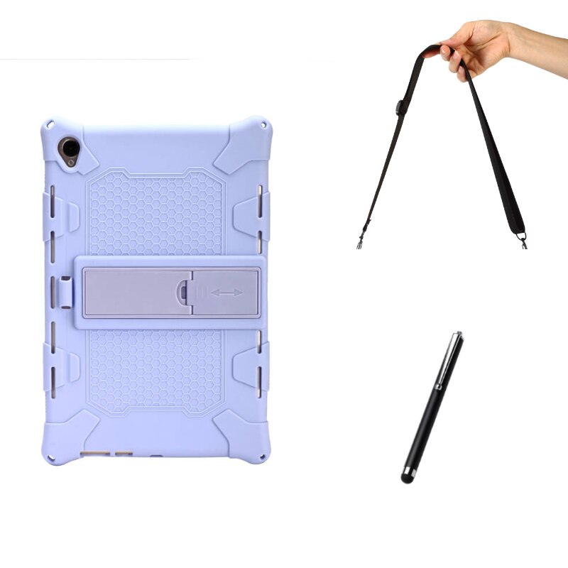 Coque de protection antichoc cmr -w09, 10.8 de protection universel en silicone souple pour tablette huawei mediapad  m5 10.8/ m6: Violet clair et sangles