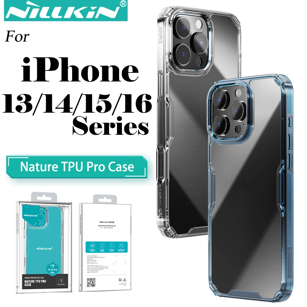 Nillkin para iPhone 16 Pro Max 16 Plus 15 Pro Max 14 Pro Max 13 Pro Max series TPU + PC funda trasera de teléfono transparente suave de silicona