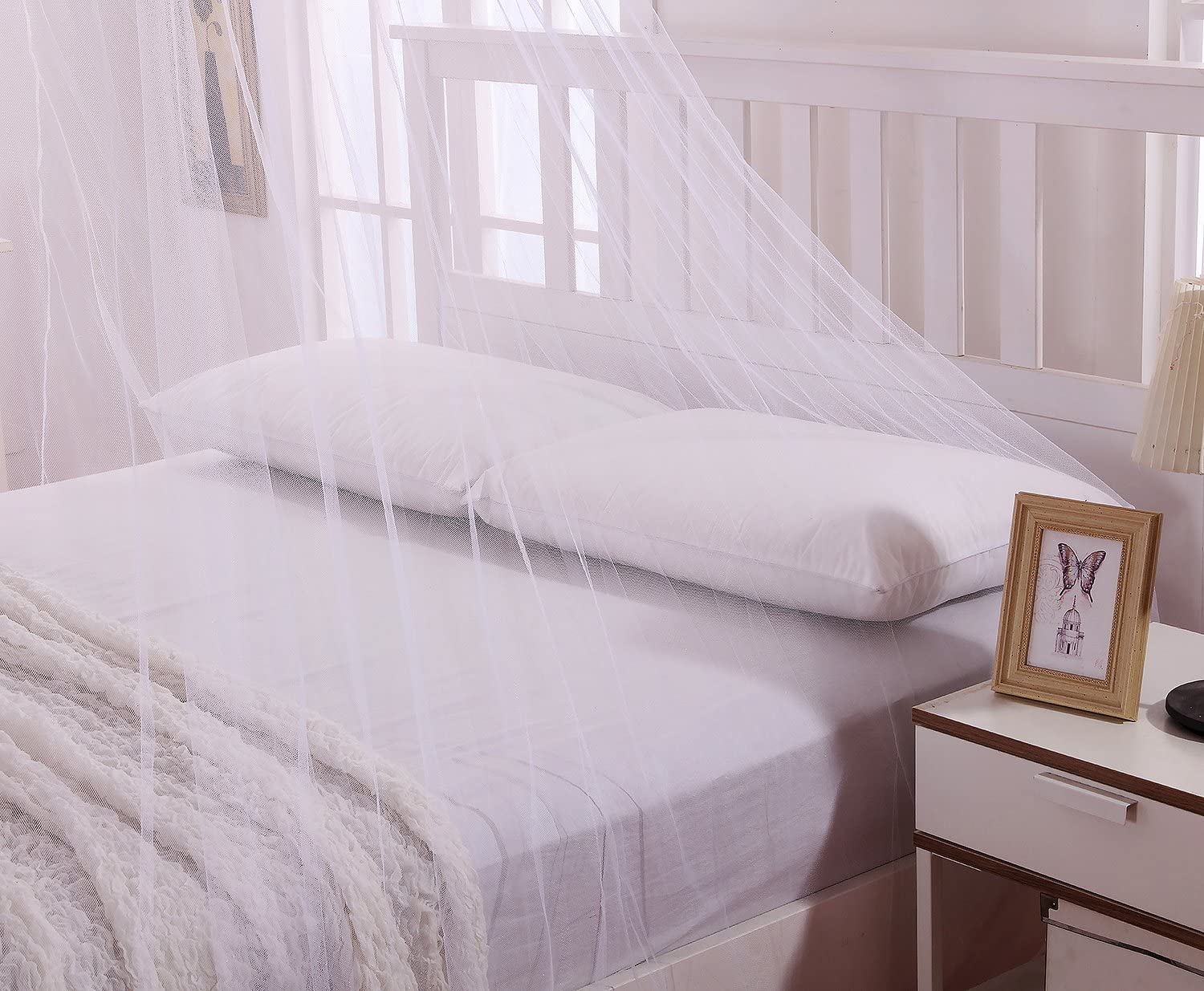 Mosquitera redonda de encaje para cama, cortina de red, cúpula de poliéster, muebles para el hogar,