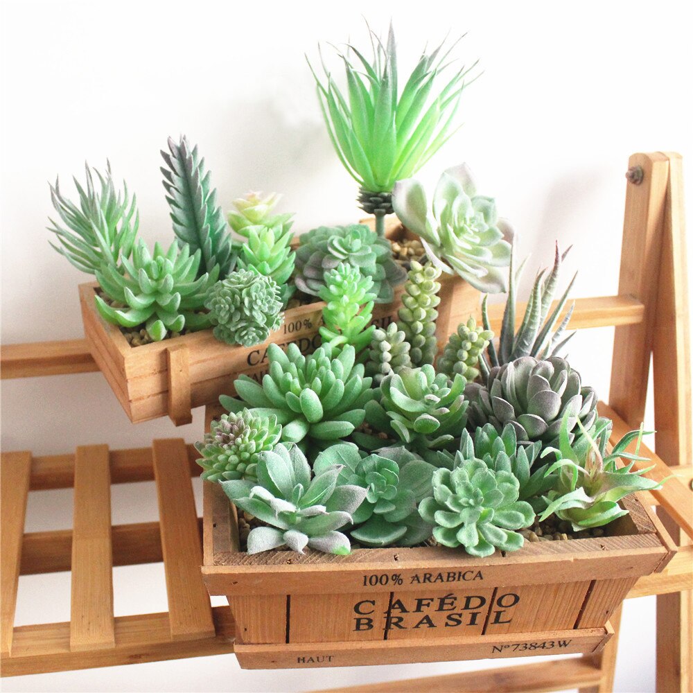 1Pc Groen Paars Rood Massaal Kunstmatige Vetplanten Planten Tuin Decoratie Bloemstuk Badkamer Accessoires Plant