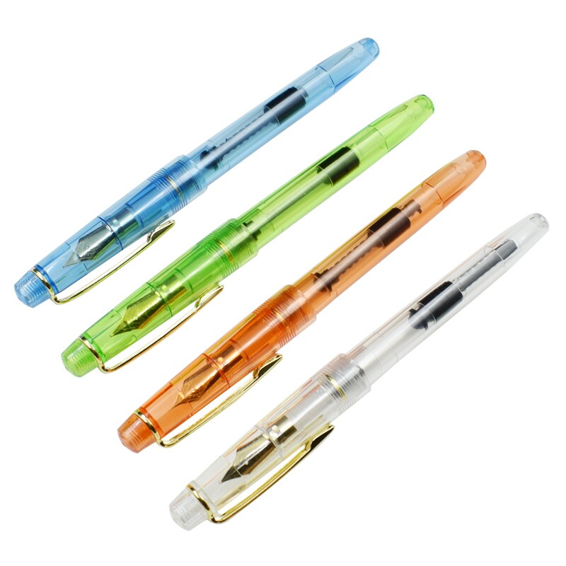 Transparent Ink Pen Plastic Fountain Pen Writing Calligraphy Tools Office School Writing Materials Stationery Supplies