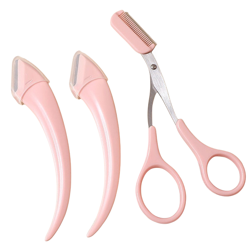 Eyebrow Trimming Knife Eyebrow Face Razor For Women Eyebrow Scissors With Comb Brow Trimmer Scraper Accesso: Red