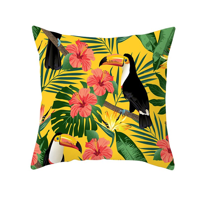 45*45Cm Kids Pasen Dag Tropische Decoratie Print Kussenhoes Polyester Groene Plant Sierkussen Voor Sofa/home Decor Pillowcas: 15