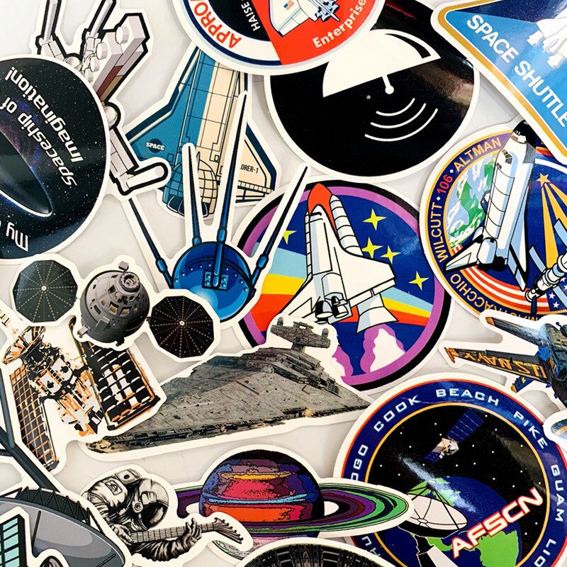 34pcs Funny Astronaut Aircraft Stickers For Luggage Laptop Refrigerator Motorcycle Skateboard