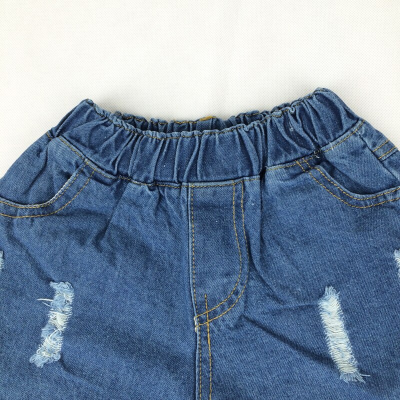 Summer Korean girls lace hole jeans shorts Cowboy Kids Girls Cute Shorts Jeans Short Lace Pocket Denim Shorts children 2-12Y
