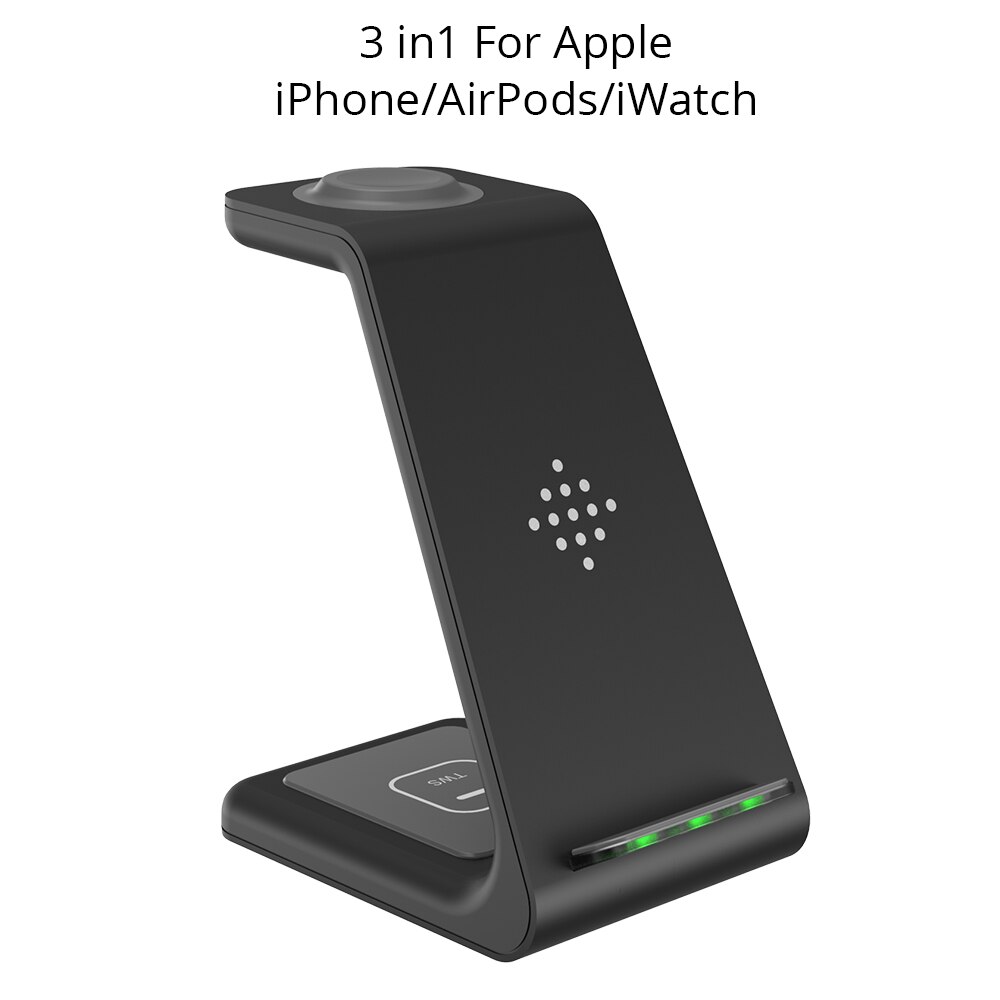 Stazione di ricarica Wireless Betty Qi 3 in 1 per supporto telefono Apple Samsung Watch Airpods Pro caricabatterie Wireless a induzione iWatch: For iPhone Black