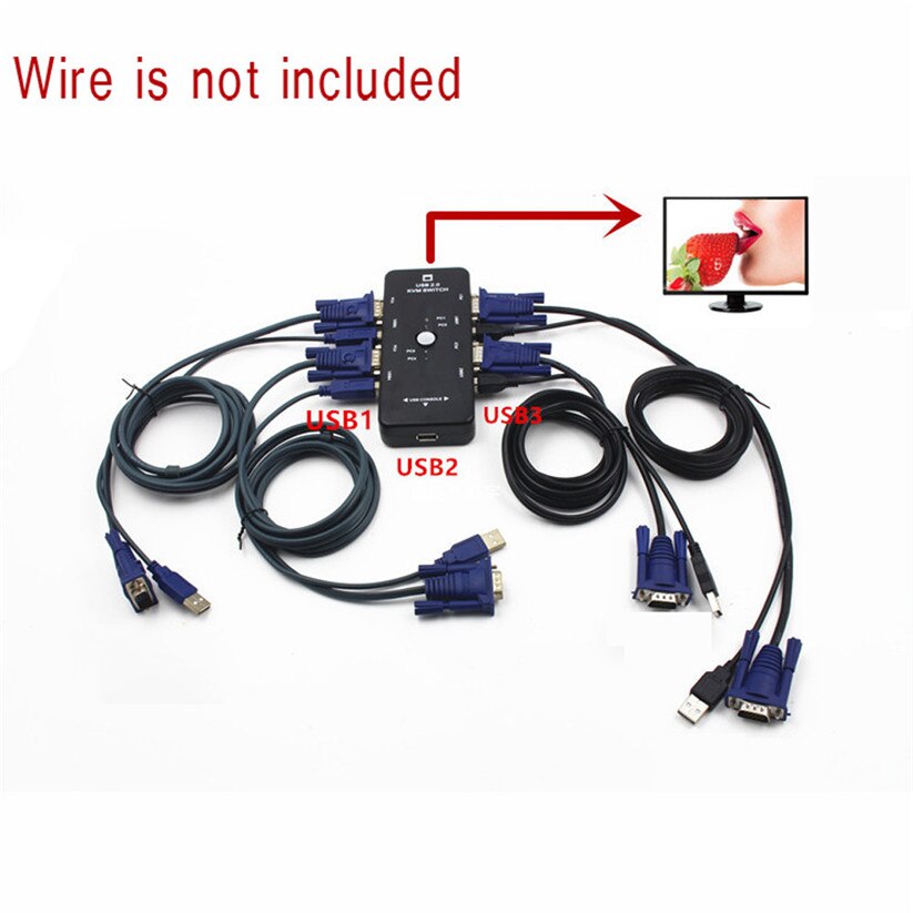 Binmer switches 4 port usb 2 0 kvm switch mouse ke grandado