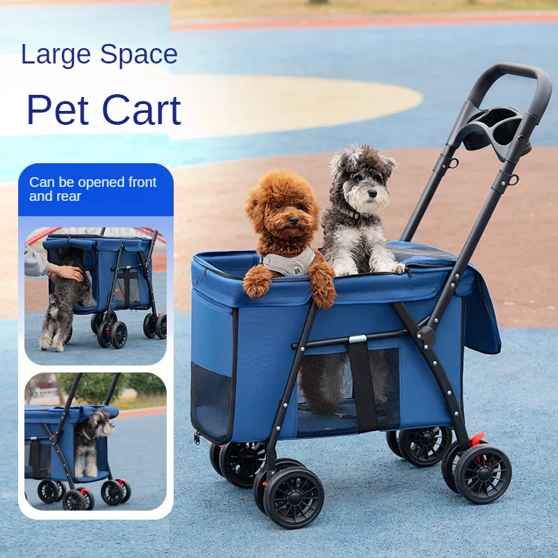 Leve e dobrável Pet Stroller, carrinho de cachorro pequeno, Cat Teddy, uso ao ar livre, tamanho médio a grande