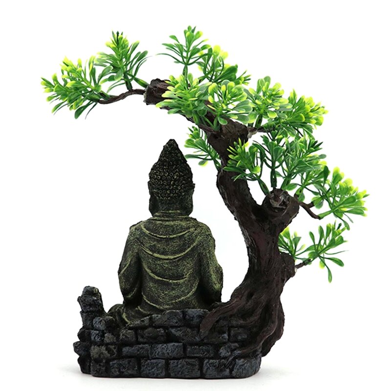 Ancient Buddhism Statue in Zen Fish Tank Landscaping Ornament Simulation Crafts Aquarium Decorations Fish Hiding Place Decor C42