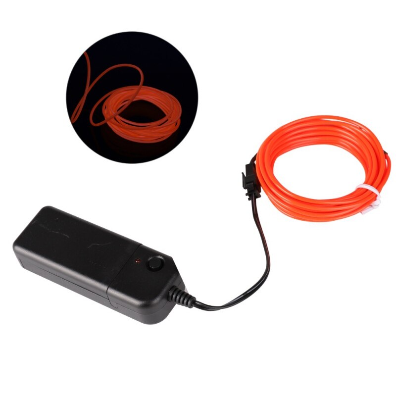 1m el tråd maske vandtæt led strip lys neon lys glød lys line reb rør kabel til fest kostumer glødende maske: Orange