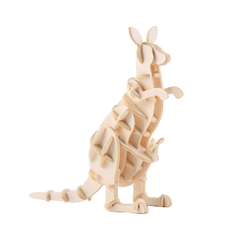 DIY 3D Wooden Puzzle Model Animal Montessori Toys for Children Crafts Dachshund Skeleton Assembly Set for Kids Adults Teens