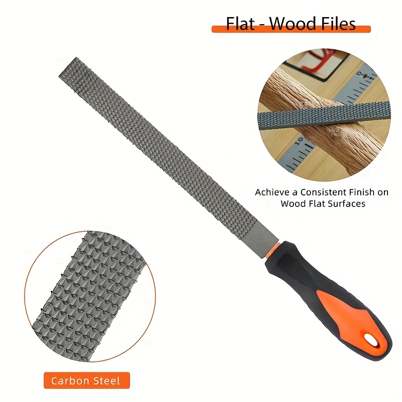 Lima de madera, escofina 4 piezas, juego de limas de madera, escofina de madera, 24 piezas de papel de lija, escofinas de madera para carpintería, limas de carpintería, redondas, semi-ros