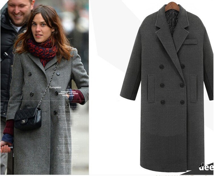 Women Woolen Coats Autumn Winter Thicken Warm Wool Jacket Coat Female Long Solid Wool Overcoat Ladies Large Size Loose Coat: gray / S