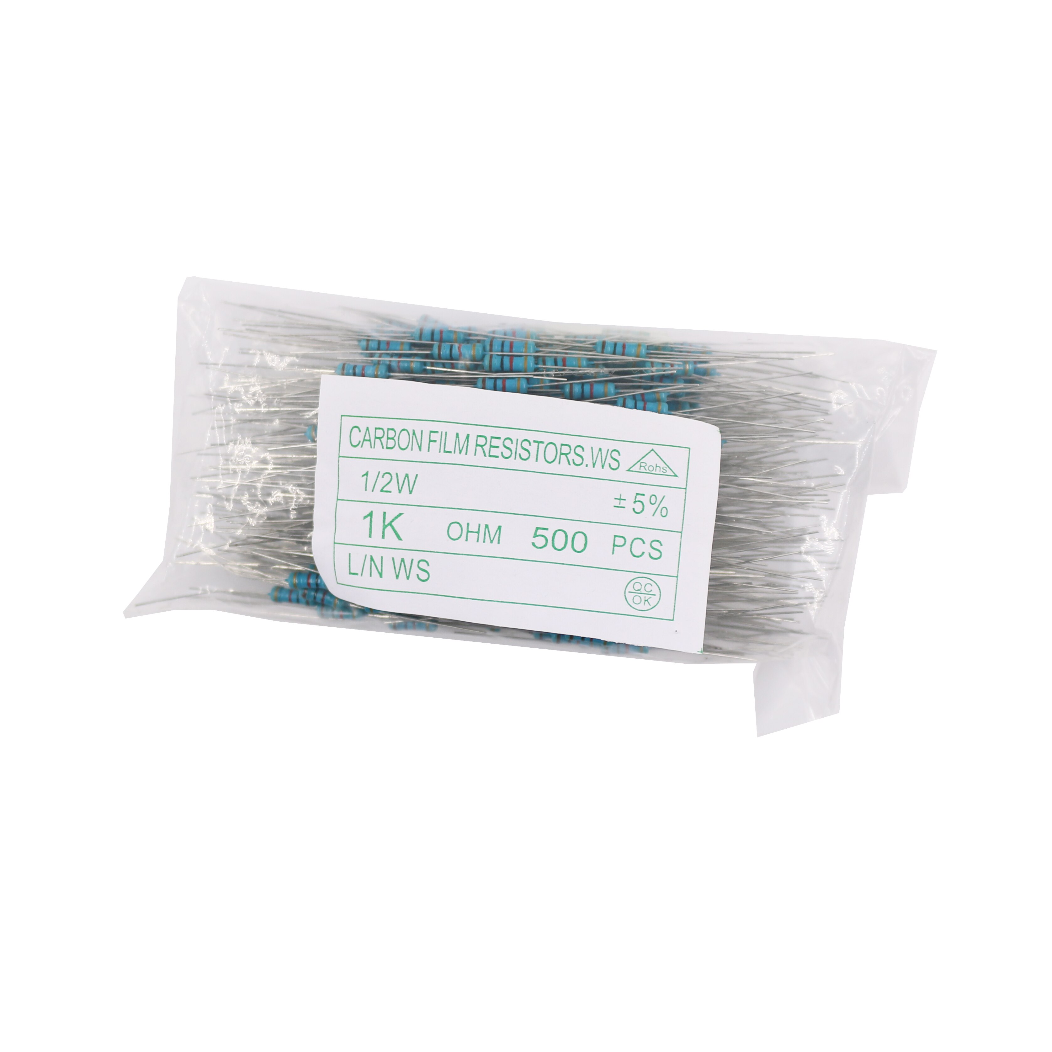 Metal film resistor series 1% 1/2W Watt 270K 300 330 360 K 390 430 470 510 KR 560 620 680Ohm 750 820 910 KOhm 1M 1.2M 1.5M 1.8M