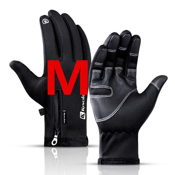 XiaoMi mijia outdoor sports gloves winter warm plus velvet fingertips touch screen splash-proof riding gloves for men and women: Black M