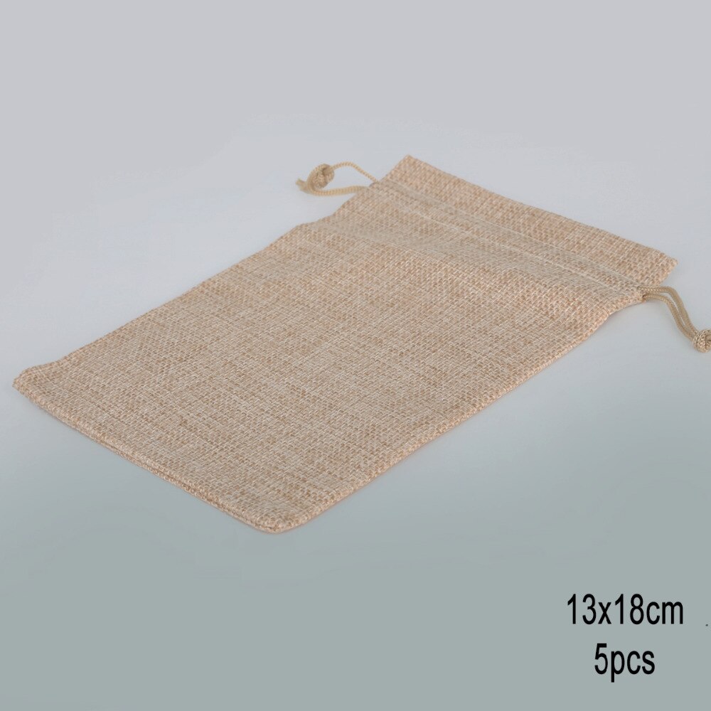 Arpillera Natural de yute, algodón y lino, bolsa de , boda, , recuerdo, cordón, joyería, muselina, Navidad, 5 uds.