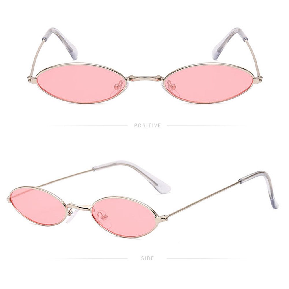 Gafas de sol ovaladas con montura pequeña para hombre y mujer, lentes clásicas de estilo Retro, de Color metálico, a la