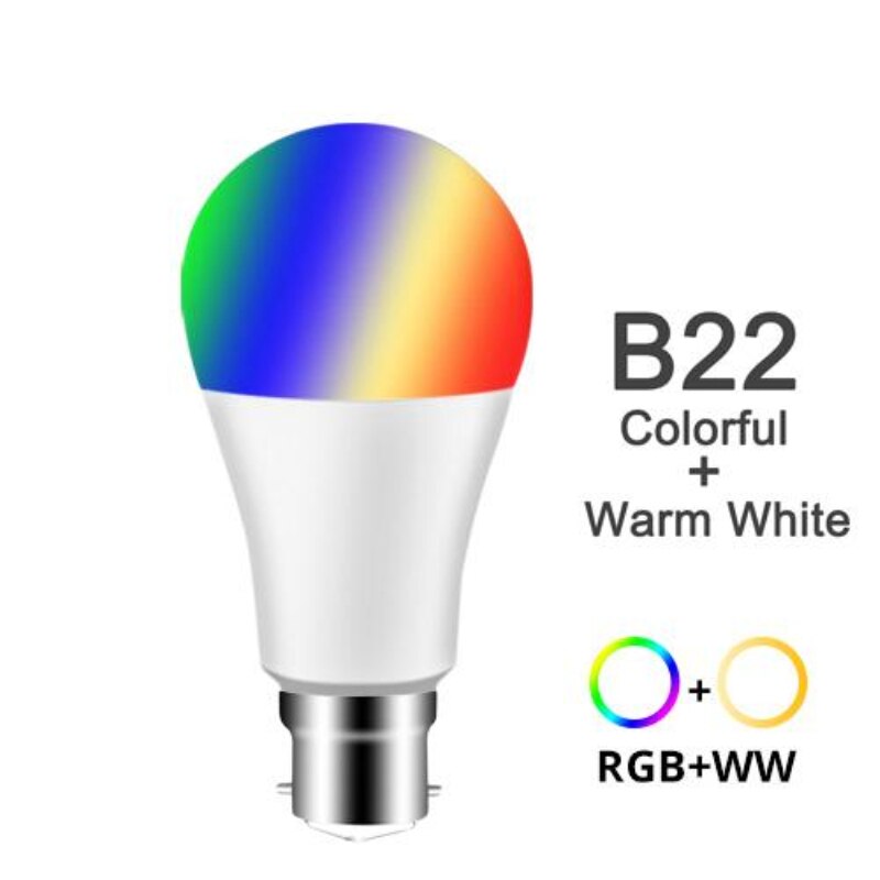 15w rgbw bluetooth  b22 e27 wifi smart led pære bt mesh net gruppe smart led lys lampe farveskift dæmpbar af ios/android app: B22 varm hvid