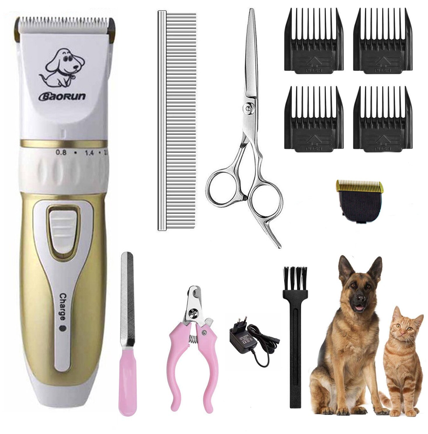 Cortapelos para perros, máquina cortadora de pelo para gatos, conjunto de Afeitadora eléctrica para mascotas, máquina de corte de pelo: P3 full kit 3