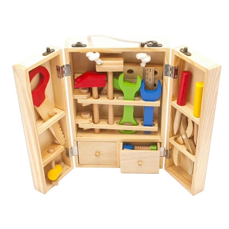 Baby Houten Speelgoed Kids Handvat Gereedschapskist Games Leren Educatief Houten Gereedschap Speelgoed Schroef Montage Tuin Speelgoed Voor Kinderen Jongen