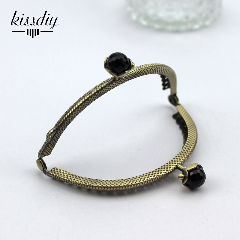 KISSDIY 10 pz/lotto 8.5 centimetri Bronzo Antico del Metallo Della Borsa telaio Semicerchio di Loto Testa branelli di corallo Bacio catenaccio FAI DA TE accessori borsa