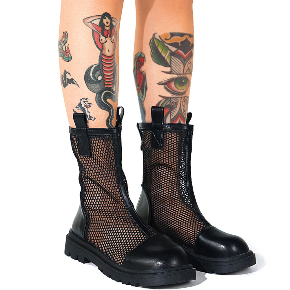 Brand Leisure Gezellig Wandelen Gothic Zwarte Mode Zomer Laarzen Casual Platform Gladiator Mesh Sandaal Vrouwen Schoenen