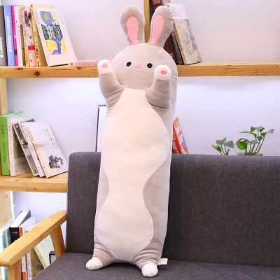Peluche animaux de dessin animé | Lapin Long et doux, chat chaton jambes, oreiller compagnon de couchage, jouets traversin marron gris 70/90/110cm