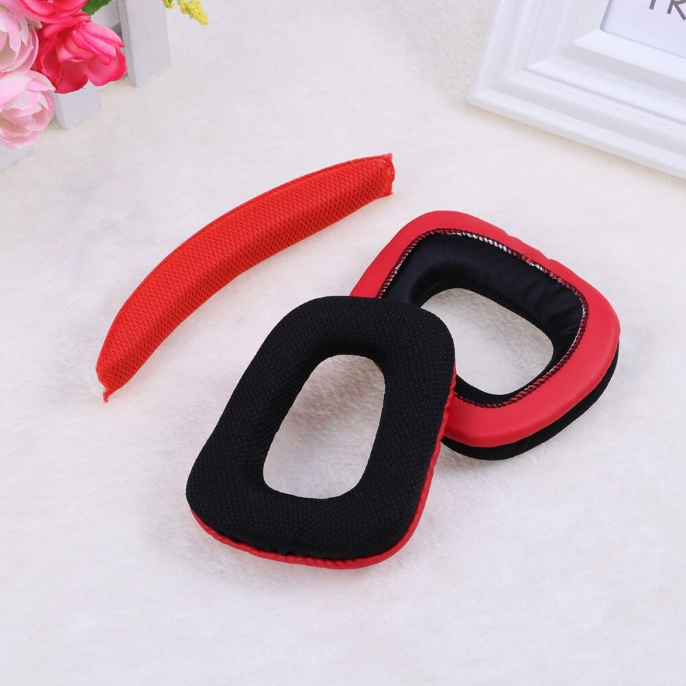 Paire de coussinets d'oreille en mousse souple de remplacement coussins d'oreille avec coussin de faisceau de tête pour casque Logitech G430 G930