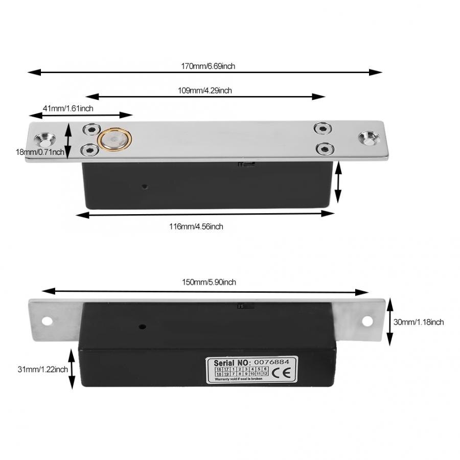 DC12v Electric Bolt Door Lock Plug Lock Magnetic Induction Security Access Control System