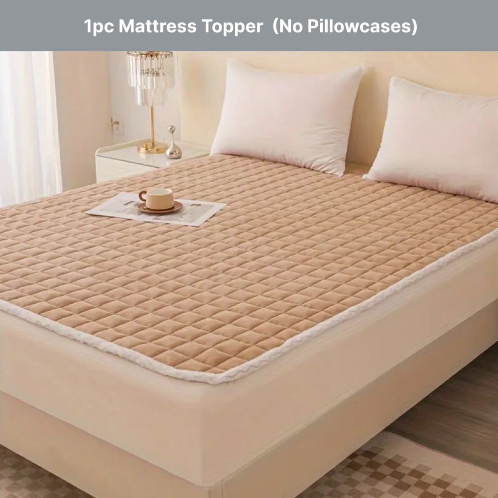 1pc gewatteerde matrastopper, zachte fluwelen melkvezel matrashoes, ademend flanel, antislip, wasbaar in de machine: Bed 120 / YELLOW