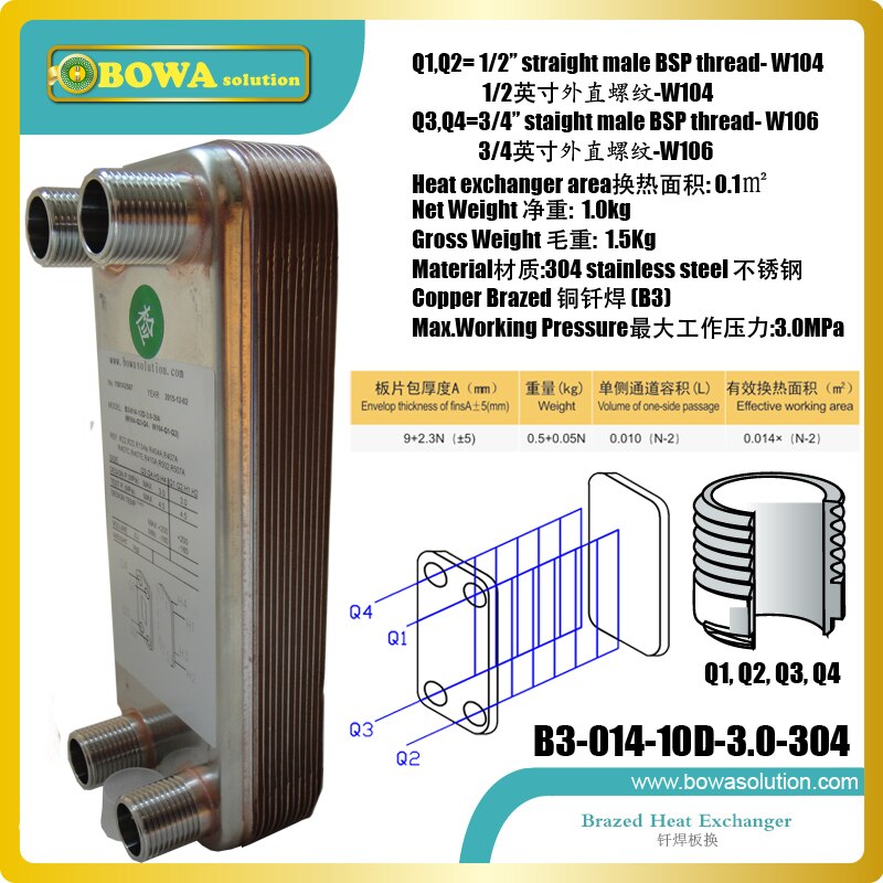 12kW(B3-014-10) heat transfer betweeen water and water PHE is water as domestic water heater in wall hanging gas boilers