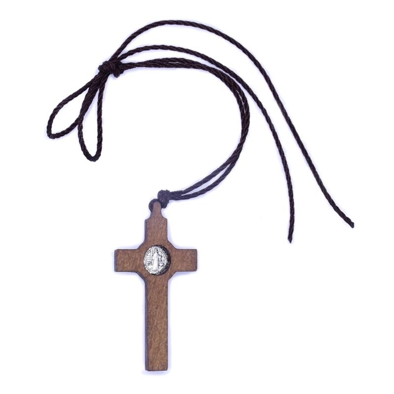 Jesus Cross Ketting Hout Metalen Hanger Sieraden Mannen Womens Katholieke Religieuze D08F